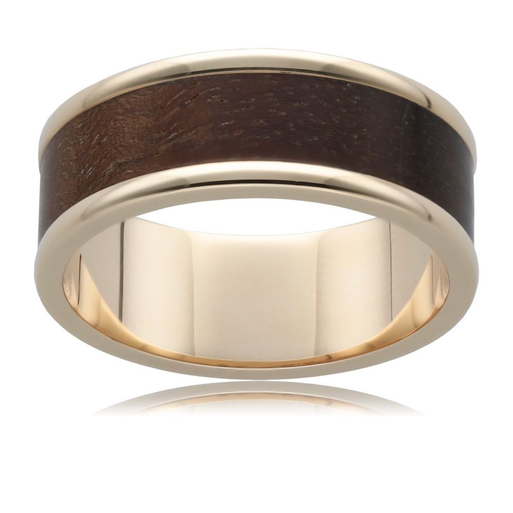 Australian Blackwood and Yellow Gold Sleeved Ring