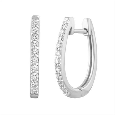 Huggie Earrings with 0.25ct Diamonds in 9K White Gold