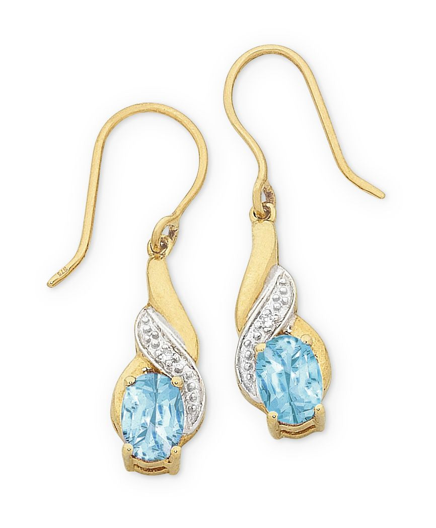 9k gold topaz & diamond earrings