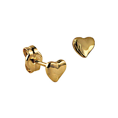 9k Yellow Gold 4mm Heart Stud Earrings