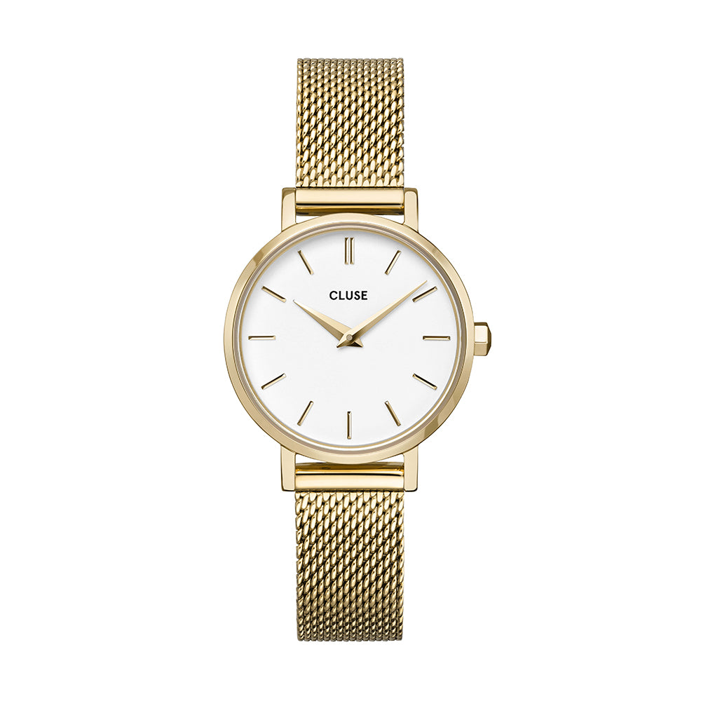 Cluse Watches CLUSE Boho Chic Petite Mesh Gold White Watch Ringwood Jewellers