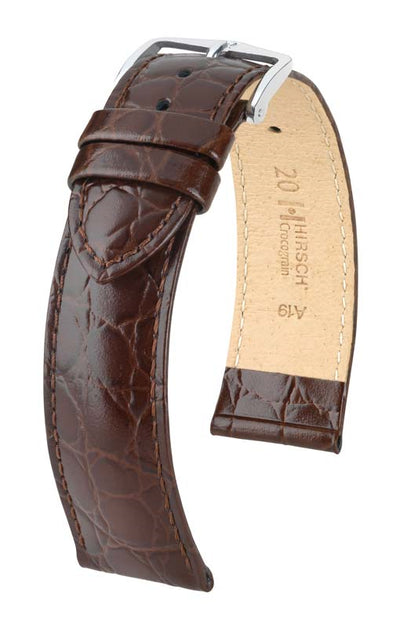 Hirsch Crocograin Brown Crocodile Embossed Leather Watch Band