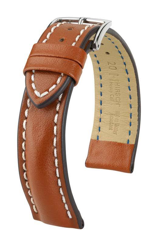 Hirsch Heavy Calf Golden Brown Water-Resistant Calf Leather Watch Band