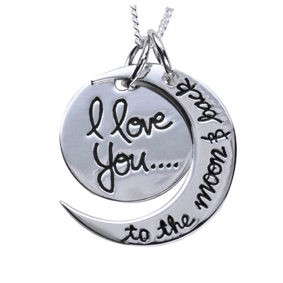 Sterling Silver - 'I Love You to the Moon and Back' Pendant